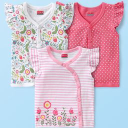 Babyhug 100% Cotton Front Open Vest - Pack of 3-image-87