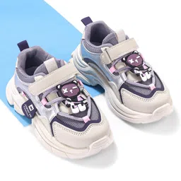 Oh! Pair Slip On Sport Shoes with Teddy Applique & Velcro Closure - Purple-picture-47