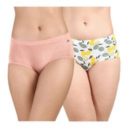 &Circus Modal Pack Of 2 Solid & Lemon Printed Seamless Bare Hipsters - Multi Colour-image-68