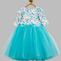 Toy Balloon Kids Three Fourth Sleeves Abstract Printed Dress - Sky Blue-image-30