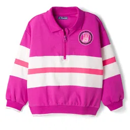 Pine Kids Cotton Knit Full Sleeves Sweatshirt With Brooklyn Print - Fuchsia-picture-15