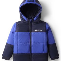 Primo Gino Woven Full Sleeves Color Blocked Hooded Padded Jacket With Text Print - Multicolor-image-90