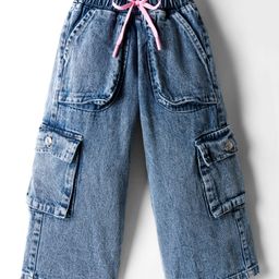 Olio Kids Denim Woven Full Length Jeans With Cargo Pocket - Light Blue-image-19