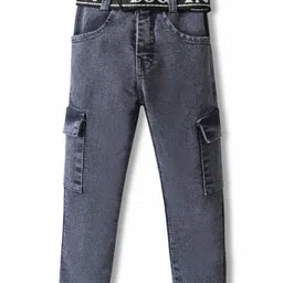 Rikidoos Denim Woven Washed Jeans With Belt - Blue-picture-2
