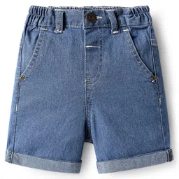 Babyhug Denim Mid Thigh Washed Shorts With Stretch - Blue-picture-43