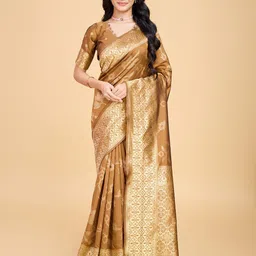RICH & ROMAN Woven Design Zari Pure Silk Banarasi Saree-image-78