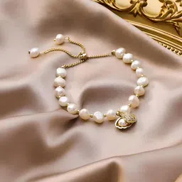 KARISHMA KREATIONS Women Cubic Zirconia Tribal Gold-Plated Charm Bracelet-image-23