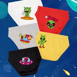 NUSYL Boys Pack Of 5 Alien Squad Printed Pure Cotton Basic BriefsNUBCBRFPO5.0056-image-30