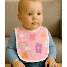 Badal Kidz Baby Soft Feeding Bib Apron Cute Multi Print with Tich Button - Multicolor (Pack Of 6) image 5