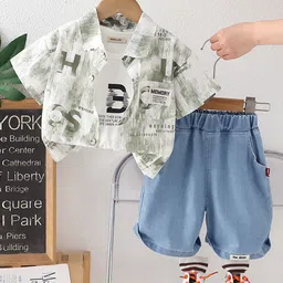 INCLUD Boys Printed Short Sleeves Shirt With T-Shirt And Denim Shorts-image-36