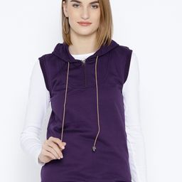 Belle Fille Women Purple Solid Hooded Sweatshirt-image-65