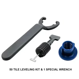 TileMaster 50 Pcs Reusable Adjustable Tile Leveling System Kit with 1 Special Wrench Non-Magnetic Durable Plastic Blue & Grey 7 cm Length, TM-76 image 2
