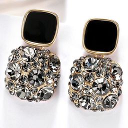 DIVASTRI Gold Plated Pearls Artificial Stones Studded Square Korean Drop Earrings-5