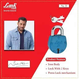 Link 42 mm Steel Polished Finish with 2 Keys Colored Padlock No.21 (Set of 10 Piece) image 2