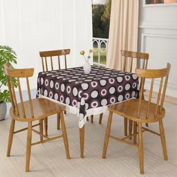Kuber Industries Purple & White Geometric Printed Waterproof 4-Seater Square Table Cover-58