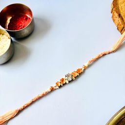 Sangria Stone Studded & Beaded Thread Rakhi-48