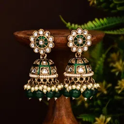 Anvik Gold Plated Kundan Studded Contemporary Jhumkas-53