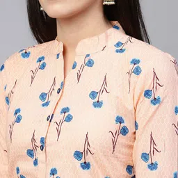 Anouk Women Floral Printed Regular Pure Cotton Kurta with Palazzos image 2