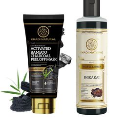 Khadi Natural Set of Shikakai Honey Shampoo 210ml & Charcoal Peel Off Mask 100g-picture-18