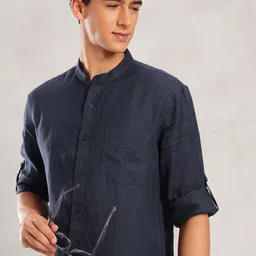 Nautica Solid Slim Fit Linen Shirt-image-8
