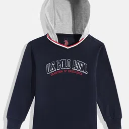U.S. Polo Assn. Kids Boys Self Design Hooded Pure Cotton T-shirt-image-73