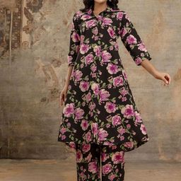 FERANOID Floral Printed Pure Cotton Top With Trousers Co-Ords-picture-15
