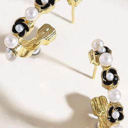 Estailo fashion Artificial Beaded Contemporary Half Hoop Earrings-image-90