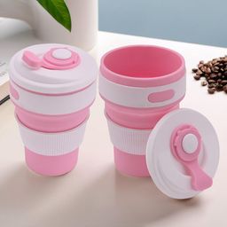Kuber Industries White & Pink 2 Pieces Matte Cup With Lid & Sipper Cover 350 ml-29