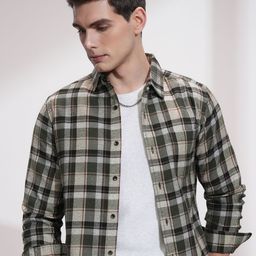 HIGHLANDER Men Slim Fit Opaque Checked Casual Shirt-image-72