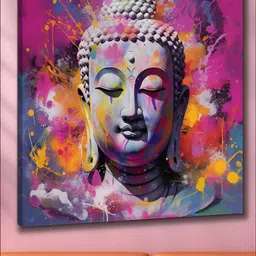 Myntra Elegant Homes Grey & Pink Buddha Canvas Wall Art-5