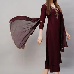 GoSriKi Women Floral Printed V-Neck Anarkali Kurta with Palazzos & With Dupatta-57
