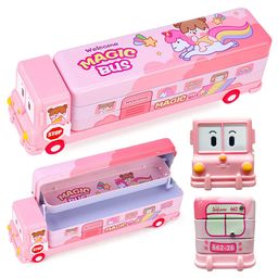 YAMAMA School Bus Shape Metal Pencil Box - Pink-18