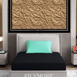 Filymore Plain Solid Single Bedsheet with Unique Colour Pattern Designer Bedsheet Made Of Pure Microfiber with 1 Pillow Cover - Black & Aqua-18