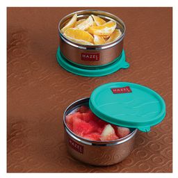 HAZEL Storage Containers for Kitchen Airtight Stainless Steel Lunch box Container for Storage Set of 2 450 ML Each - Silver-image-62
