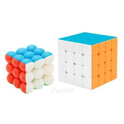 Vworld Cube Combo Of 4 X 4 X 4 Square & Ball Bubble Cube High Speed Sticker Less Cubes for Kids & Adults Brainstroming Puzzle Cube Toys Set of 2 - Multicolour-3