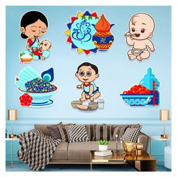 Zyozi Annaprasanam Cardstock Cutout Rice Ceremony Decorations Items Blue -Pack of 7-image-38