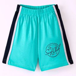 Taeko Single Jersey Knee Length Text Printed Shorts - Blue-image-37