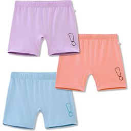 Plan B Pack Of 3 Brand Logo Printed Cycling Shorts - Peach Lavender & Blue-image-46