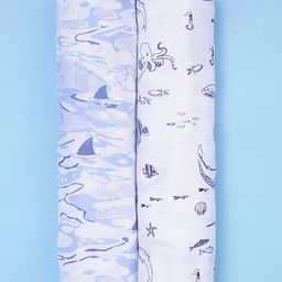 Fancy Fluff Pack of 2 Bamboo Muslin Swaddles - Marine-picture-16