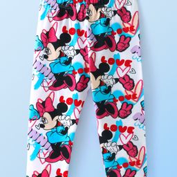 Babyhug Disney Single Jersey Knit Full Length Leggings with Minnie Mouse Print - White-picture-33