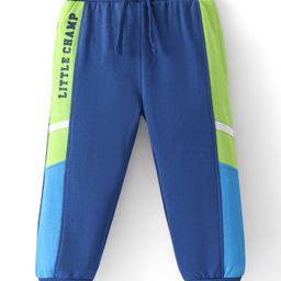 Babyhug French Terry Full Length Jogger Fit Track Pants Text Print - Navy-image-54