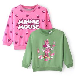 Babyhug Disney CottonTerry Full Sleeves Sweatshirt With Minnie Mouse Graphics Pack of 2 - Pink & Green-image-39