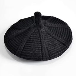 Tipy Tipy Tap Solid Self Designed Beret Hat - Black-picture-24