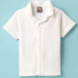 Little Kangaroos Woven Half Sleeves Solid Shirt - White-image-46