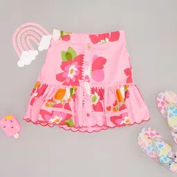 Pantaloons Junior Cotton Floral Printed Skirt - Pink-picture-11