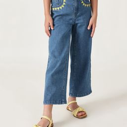 One Friday 100% Cotton Hearts Embroidered Jeans - Blue-image-67