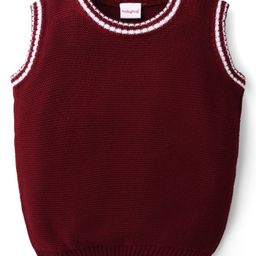 Babyhug Knit Sleeveless Solid Color Pullover Sweater Vest - Maroon-image-87