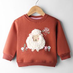 Little Kangaroos Full Sleeves Sweatshirt with Text Print & Animal Embroidery - Maroon-picture-25