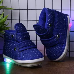 Chiu Polka Dots Printed Velcro Closure Musical LED Shoes - Royal Blue-picture-44