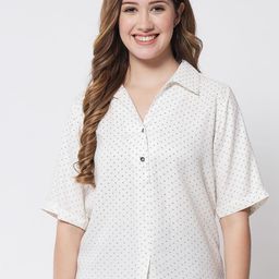 ARDITA Polka Dot Print Shirt Style Top-image-79